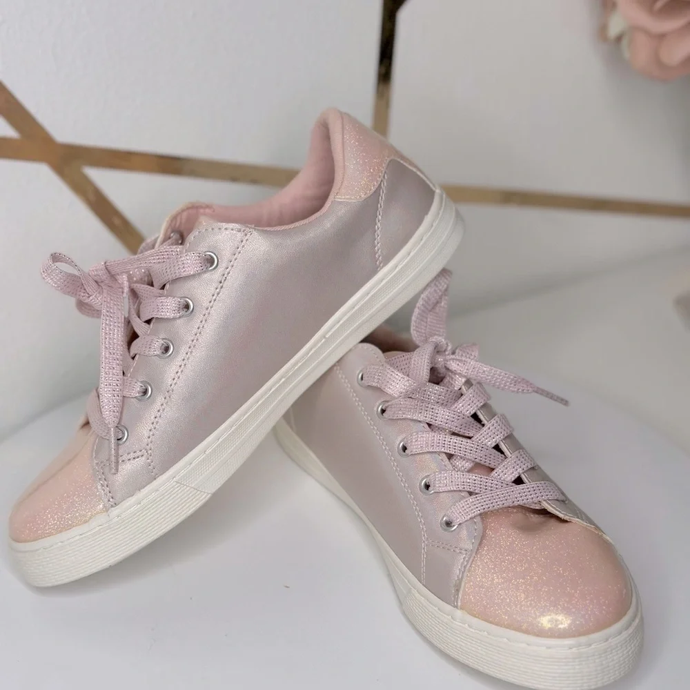The Children's Place Girls Glitter Star Low Top Pink Sneakers (SH94)